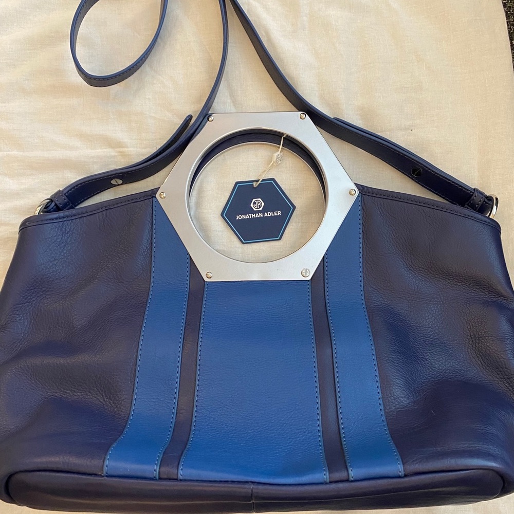 Jonathan Adler silver hex handle purse